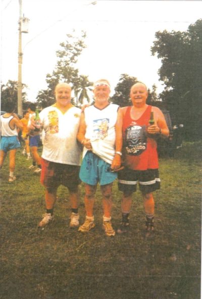 My dear friend and Hash mate John with fellow hashers Eric and me Karl after a Hash run enjoying cold beer. As long as I live I will always remember John for his friendliness, humour, kindness and for being a good mate on the hash runs, in the On On Pub in Semarang and as a very knowledgeable scientist when we shared our thoughts about nature, crops, soils and development in difficult rural areas of Indonesia. Rest in Peace John you will be always in my heart.
On On, John