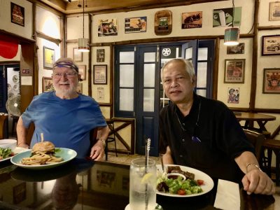 Warm and relaxing dinner with Oom John in one of his favorite restaurant in Candi Area Semarang. He is very proud showing at the menu as his name was in one of the list offered. Selamat jalan Oom. We will missed you RIP - Santo